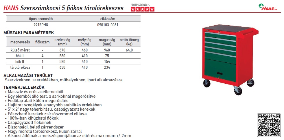 Terméklap - HANS Szerszámkocsi 5 fiókos 9915PHQ.jpg